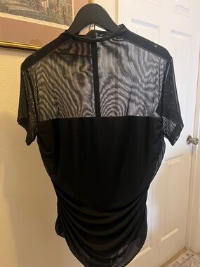 Women's Black Mesh-Back Bodysuit